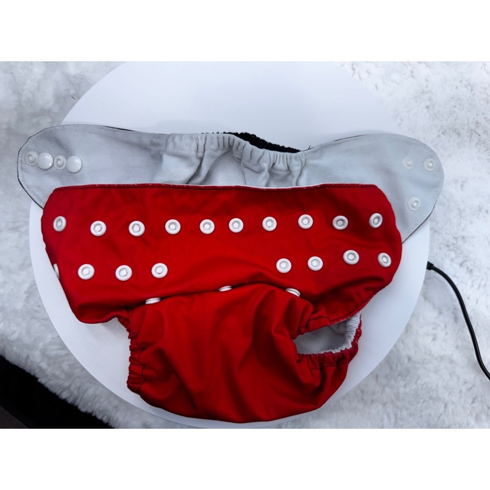 AlvaBaby Cloth Diaper OS Red Black Novelty Adjustable Snaps - Picture 4 of 7